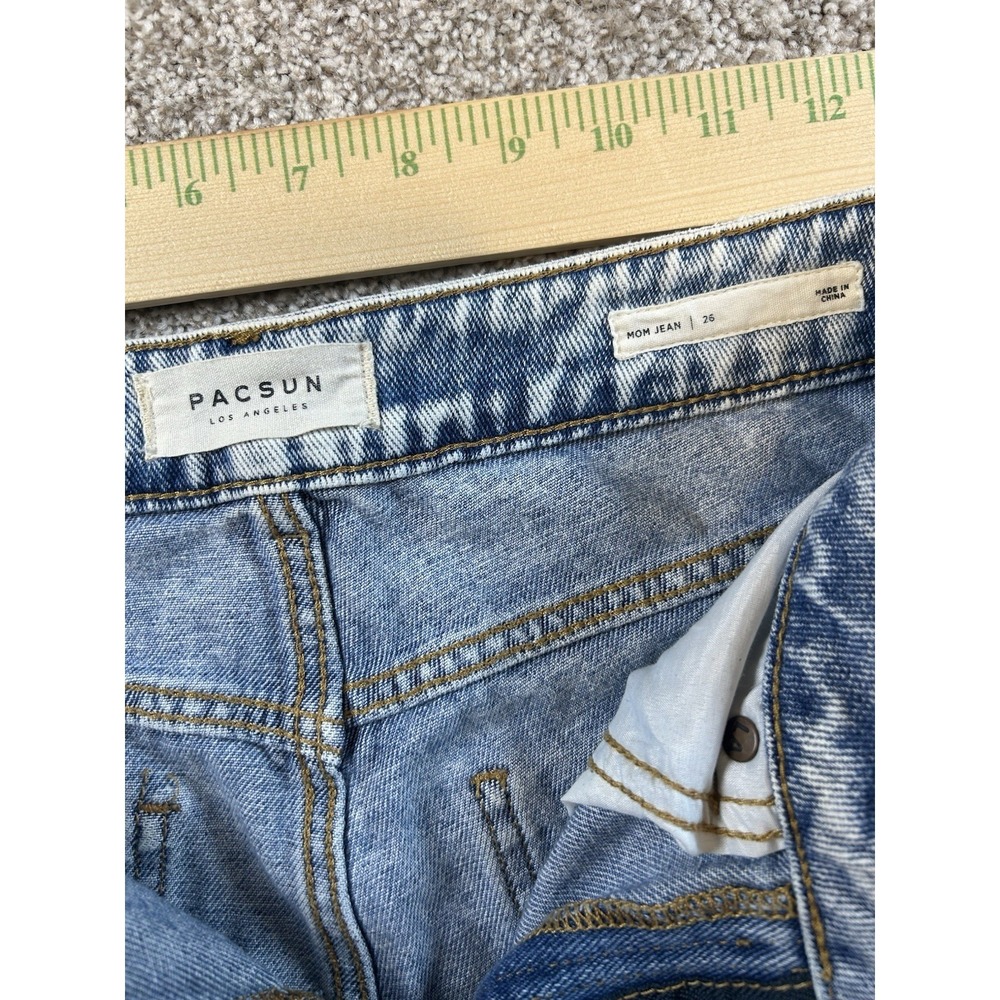 Women's Pacsun High Rise Straight Acid Washed Jeans Size 26 Buttonfly - Picture 8 of 10